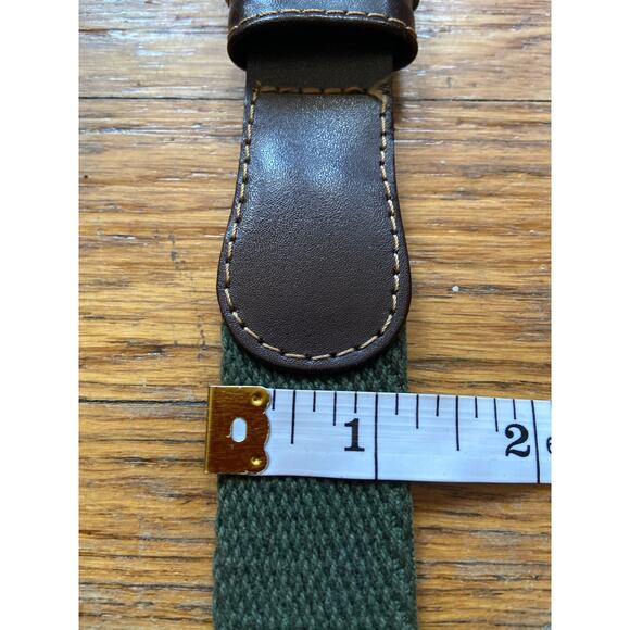 Vintage LACOSTE Green Woven Fabric Belt w/Leather Trim sz XS/S - Picture 9 of 9